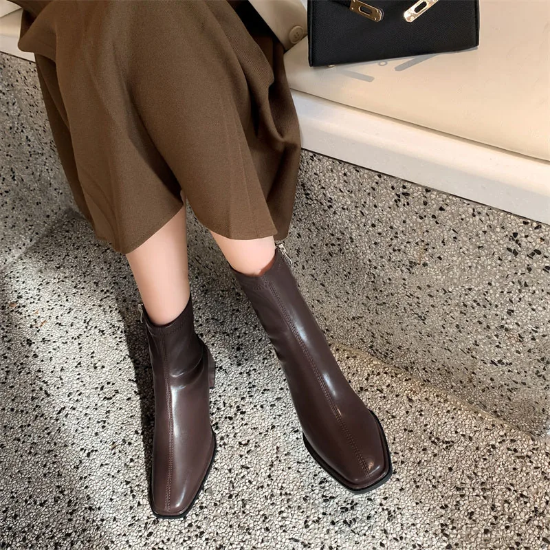 Declan Square Toe Leather Boots - Image 13