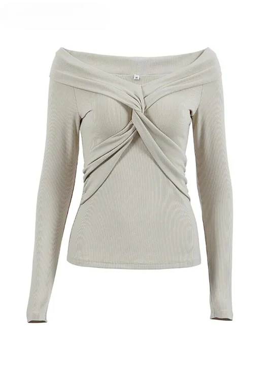 Draped Slash Neck Top - Image 9