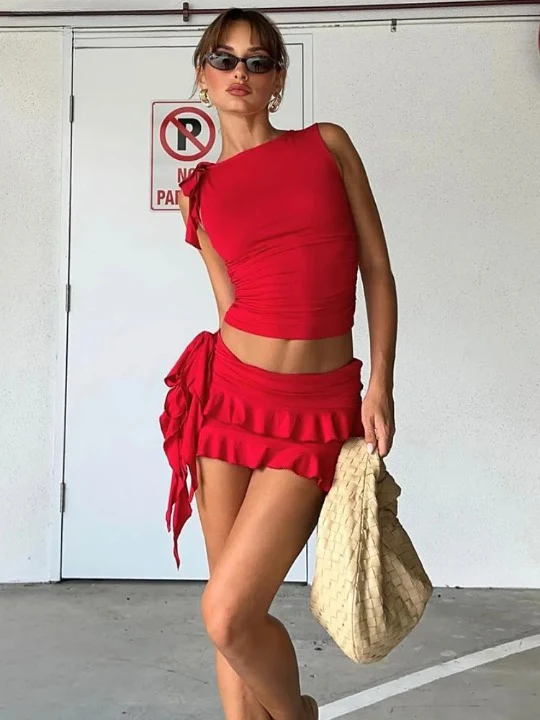 Dreamy Dusk Delight Tassel Mini Skirt Set - Image 3