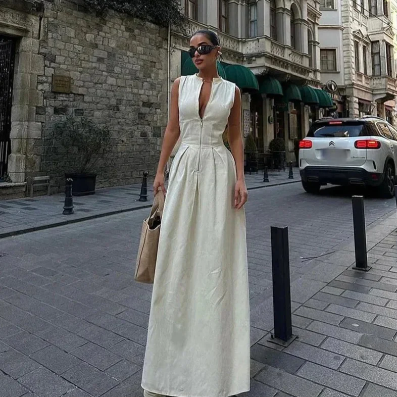 Ed Sara Pleated Long Dress - Image 3