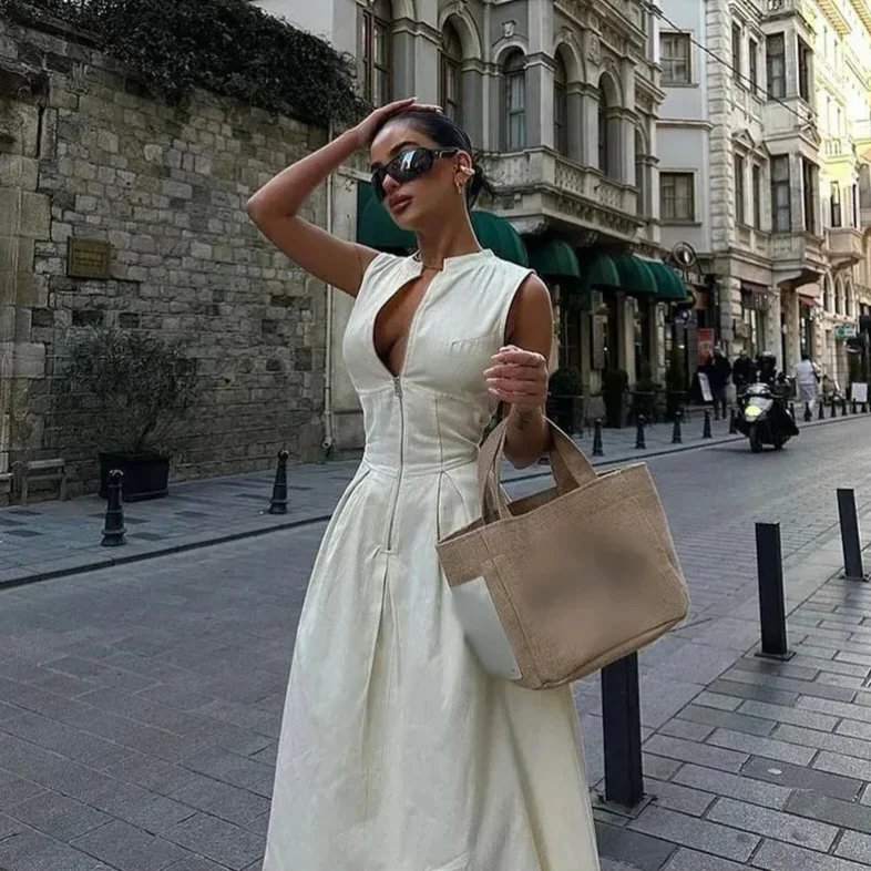 Ed Sara Pleated Long Dress - Image 4