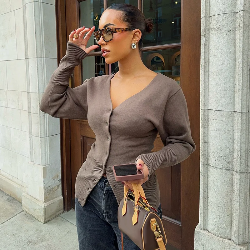 Efina V Neck Knitted Cardigan - Image 4