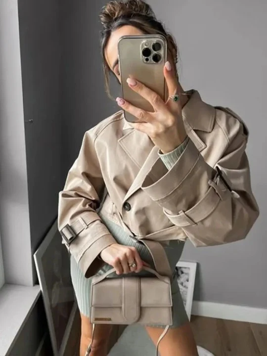 Eliara Cropped Trench Coat - Image 2