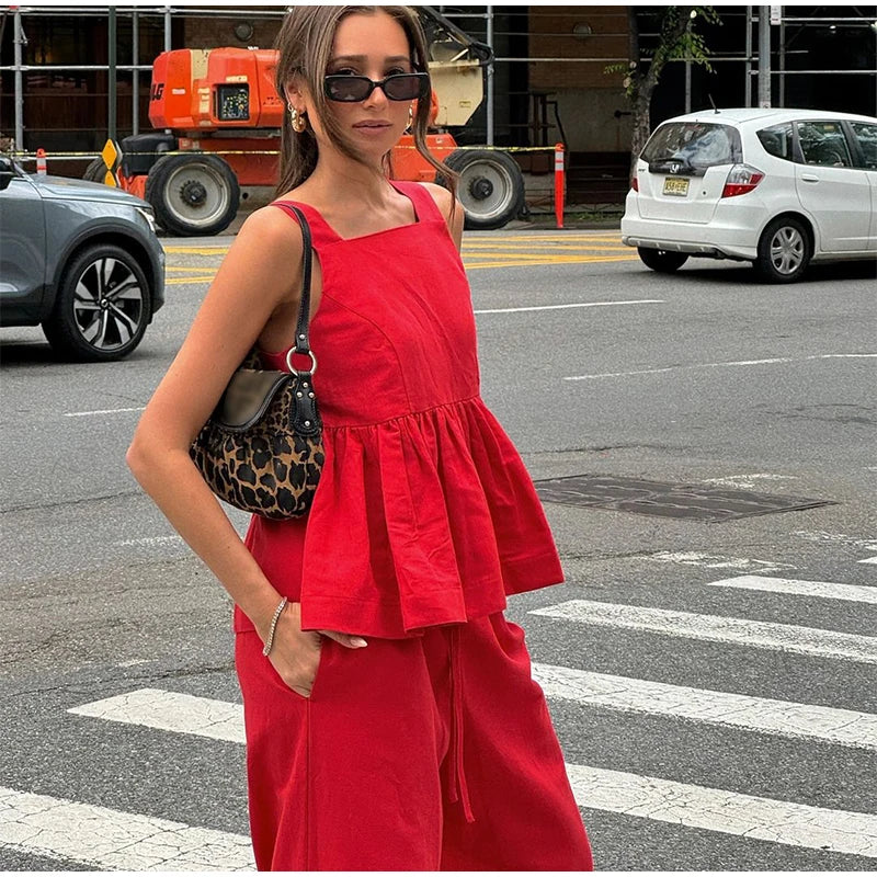 Fiery Wide-Leg Matching Set - Image 6