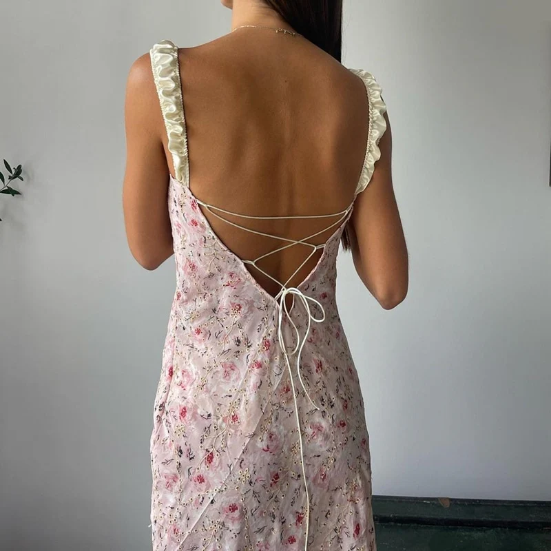Flamingo Pink Floral Elegance Dress - Image 2