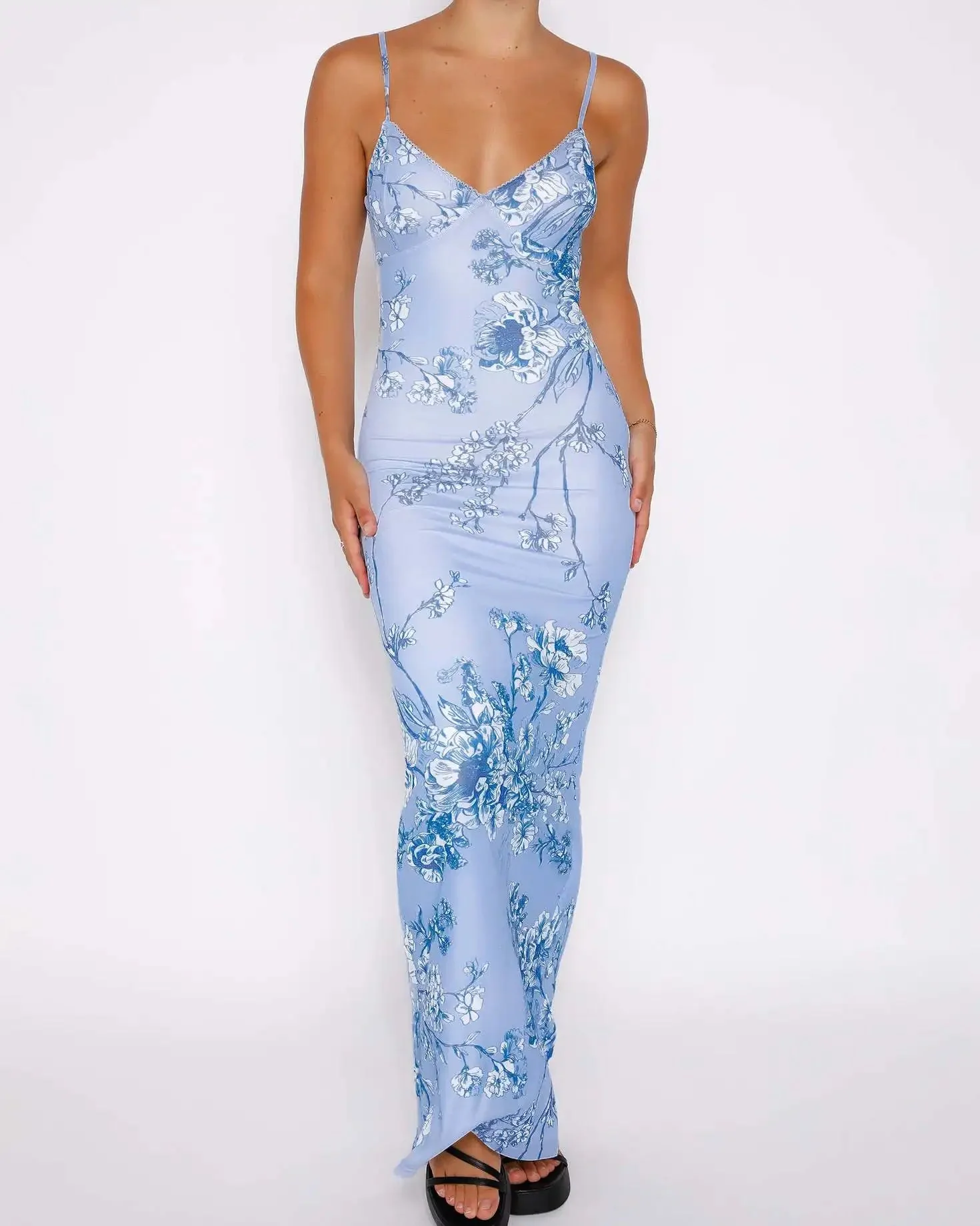 Floretta V Neck Spaghetti Dress - Image 12