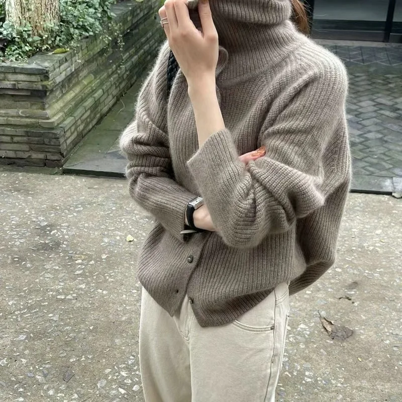 Franchesca Woolen Turtleneck Cardigan - Image 8