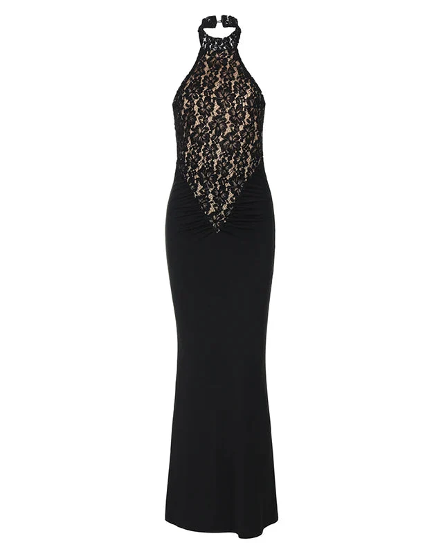 Gabriela Lacework Halter Neck Maxi Dress - Image 12