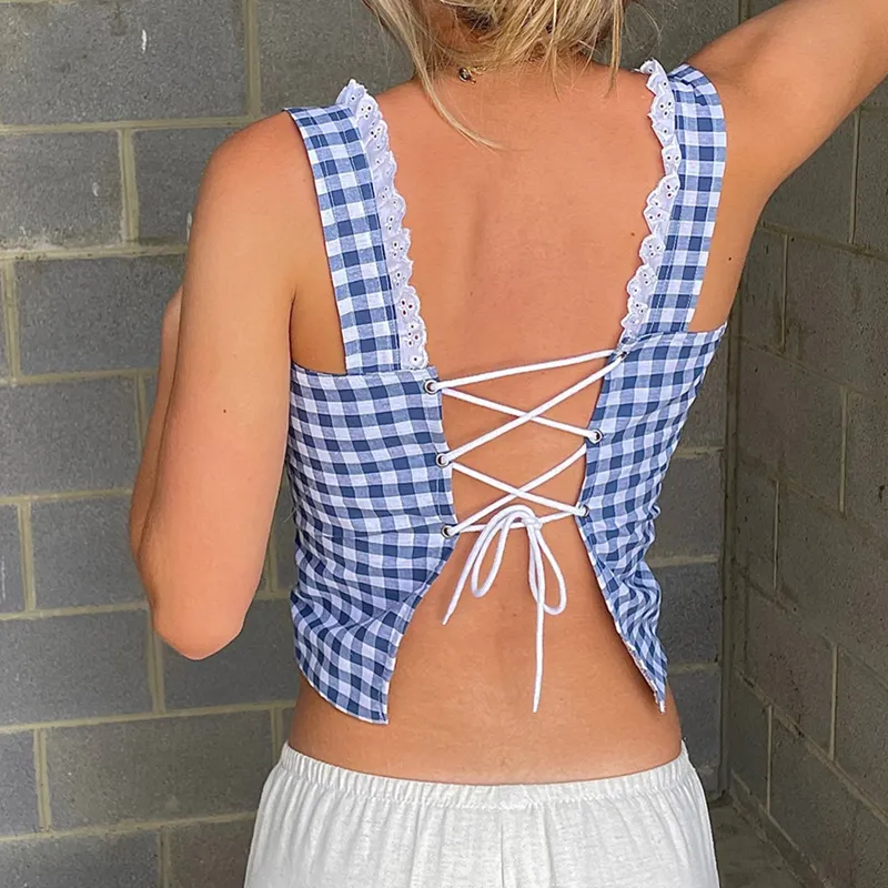 Gingham Glam Backless Cami Top - Image 3