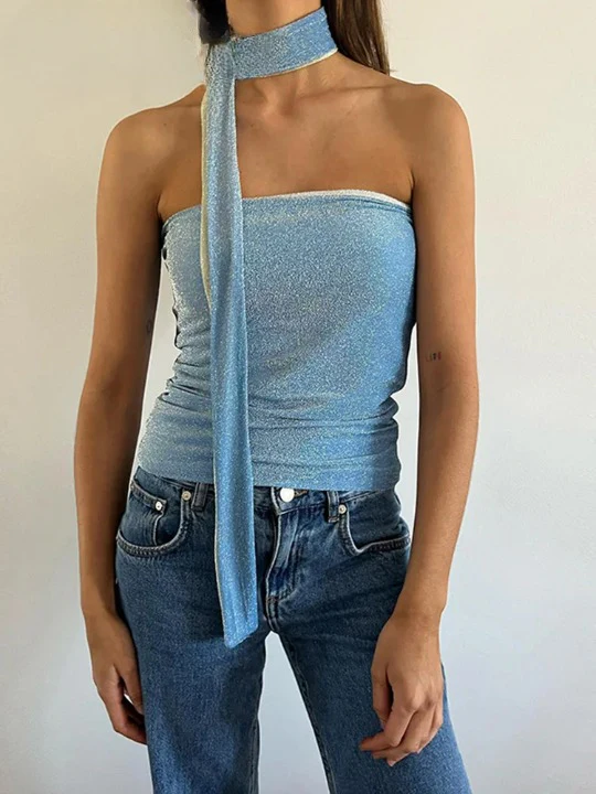 Glimmer Skinny Sleeveless Crop Top - Image 5