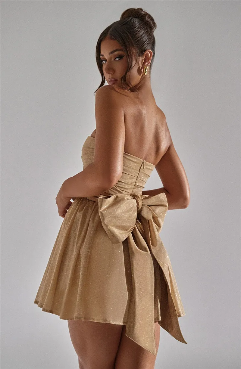 Glitter Glam Mesh Mini Bow Dress - Image 10