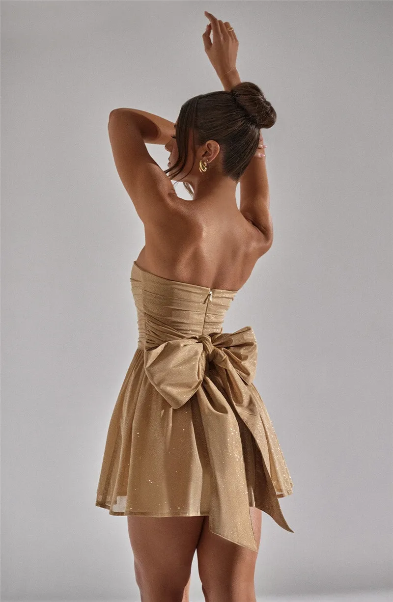 Glitter Glam Mesh Mini Bow Dress - Image 11