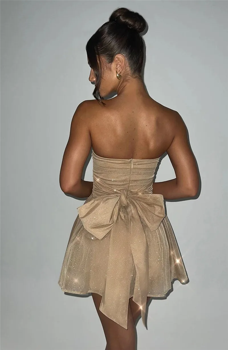 Glitter Glam Mesh Mini Bow Dress - Image 14