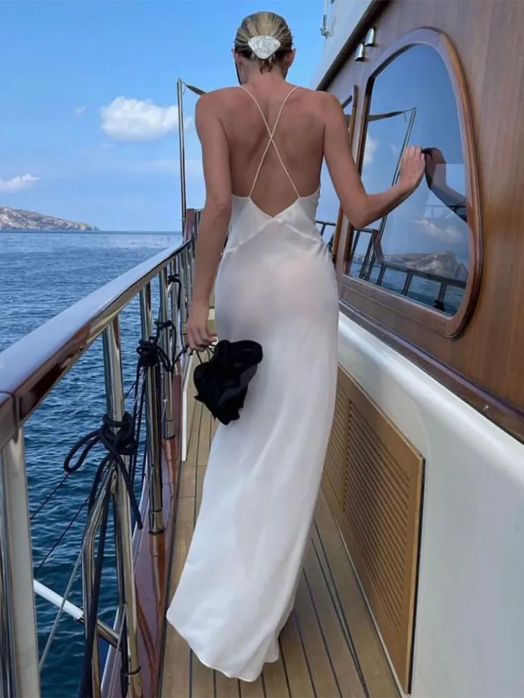 Graceful Drift Backless Slip Dress - Image 20