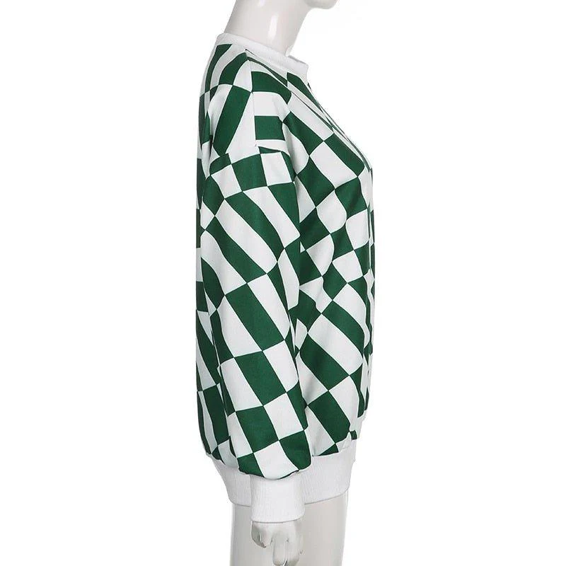 Green Checkered Oversized sweatshirt - Image 7