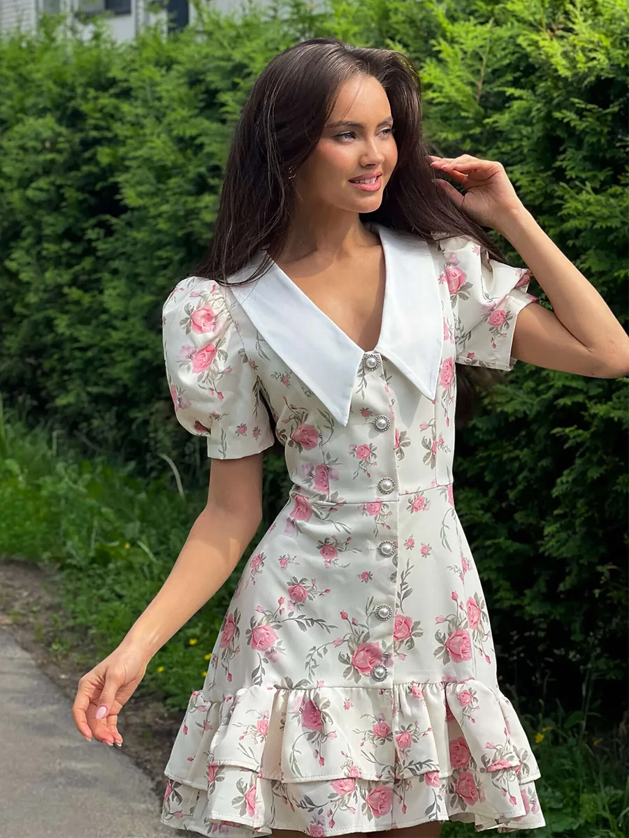 Gweny Puff Sleeves Floral Mini Dress - Image 11