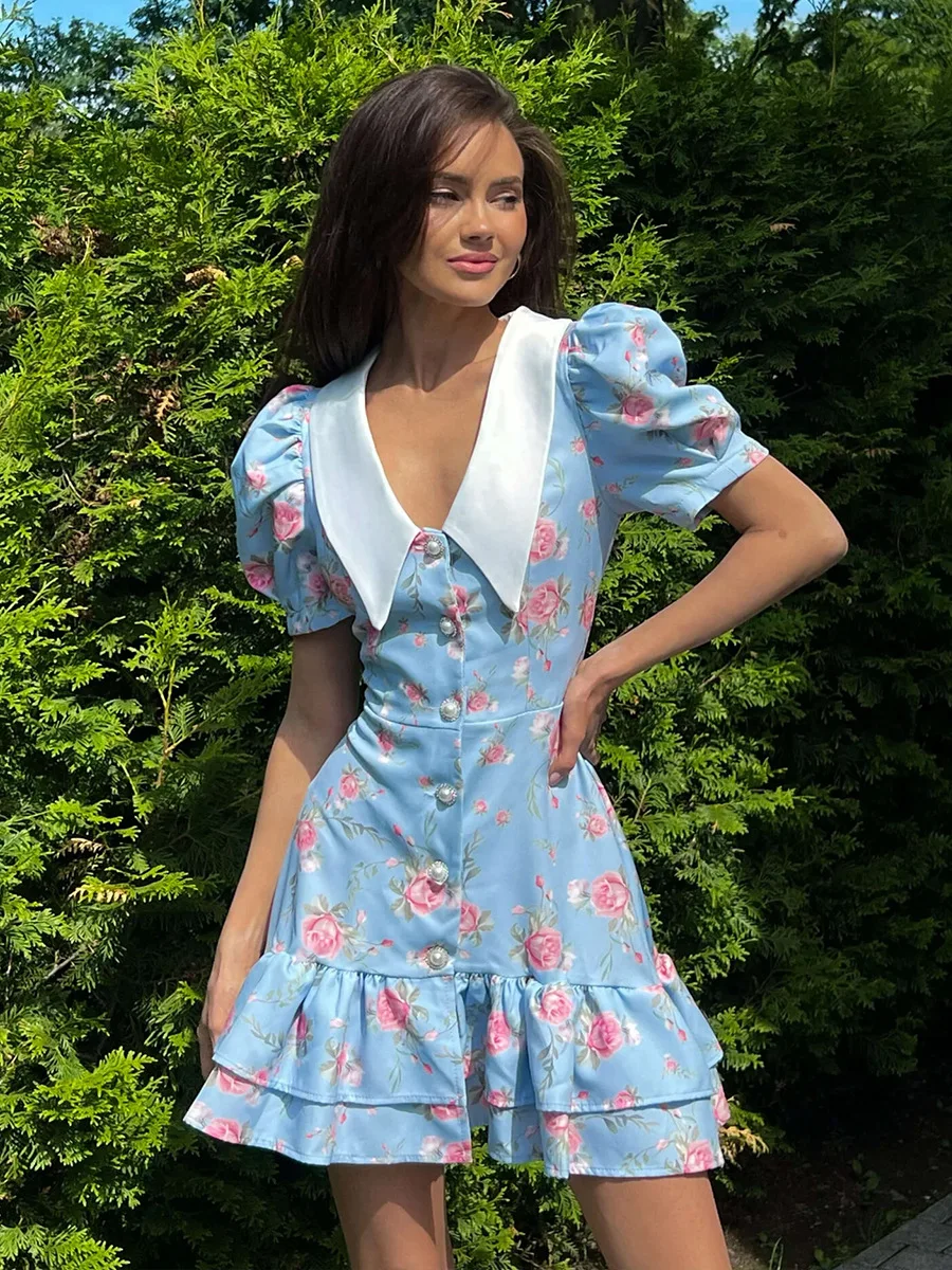 Gweny Puff Sleeves Floral Mini Dress - Image 13
