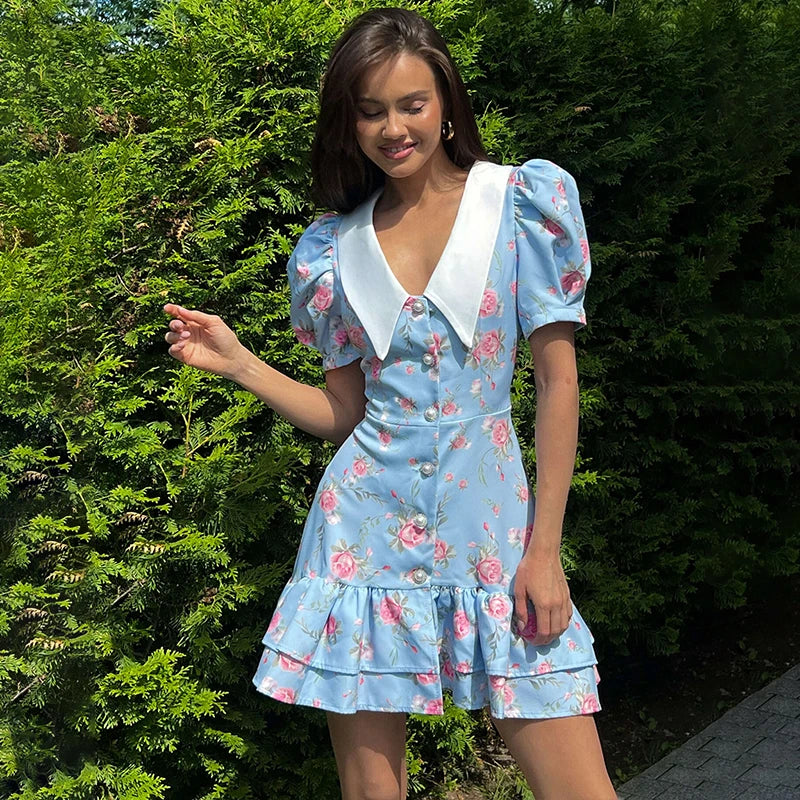 Gweny Puff Sleeves Floral Mini Dress - Image 14