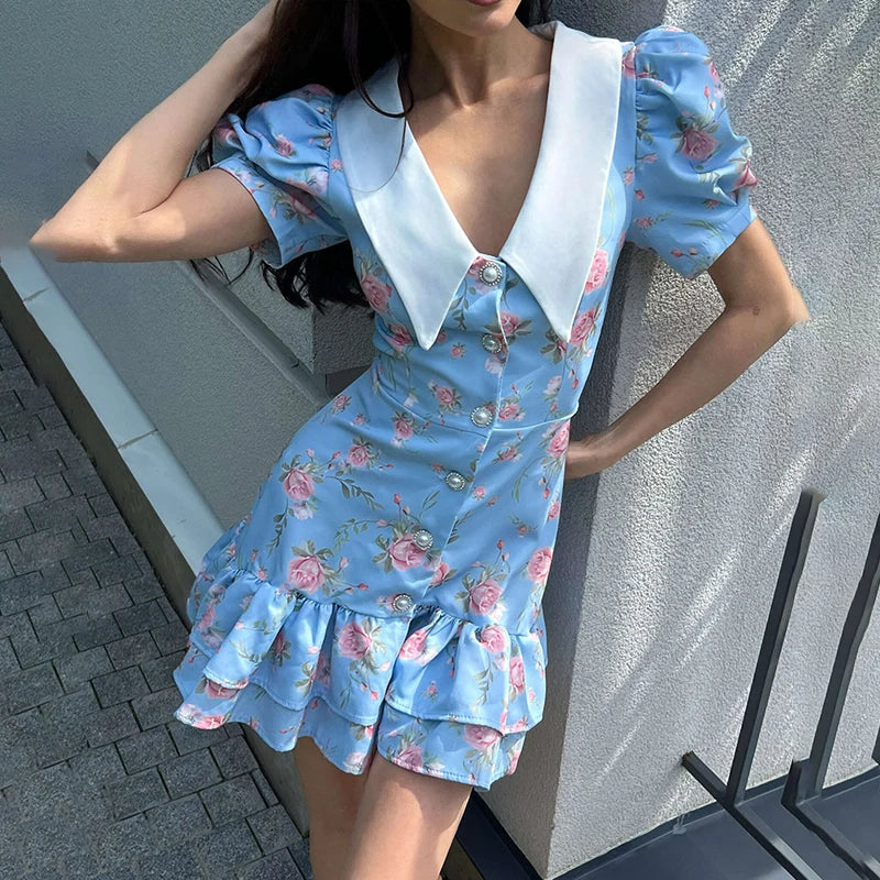 Gweny Puff Sleeves Floral Mini Dress - Image 15