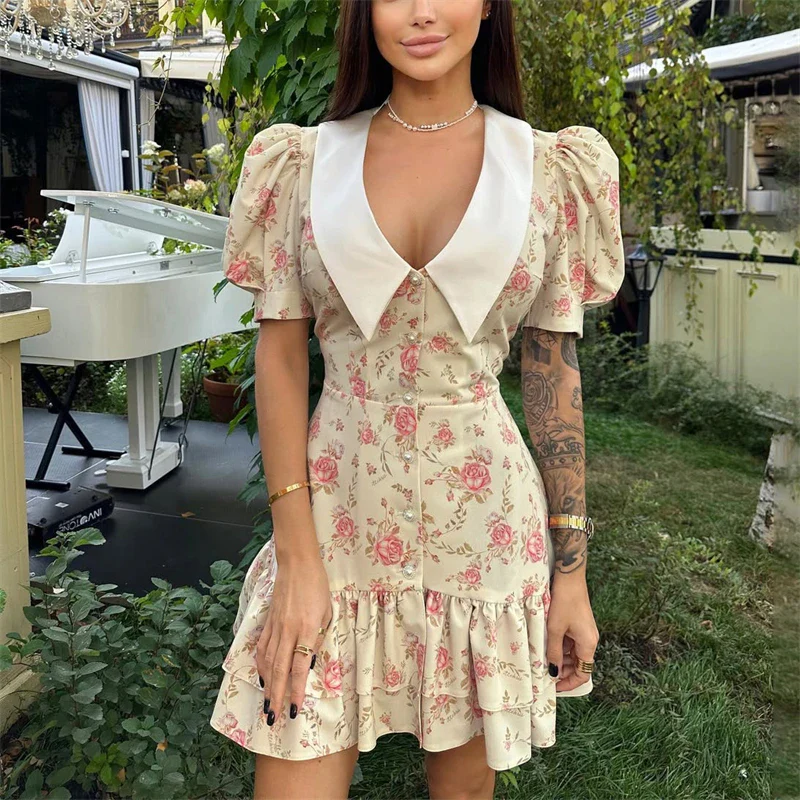 Gweny Puff Sleeves Floral Mini Dress - Image 17