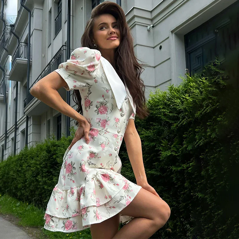 Gweny Puff Sleeves Floral Mini Dress - Image 2