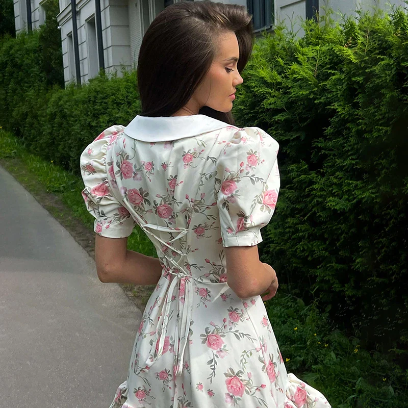 Gweny Puff Sleeves Floral Mini Dress - Image 3