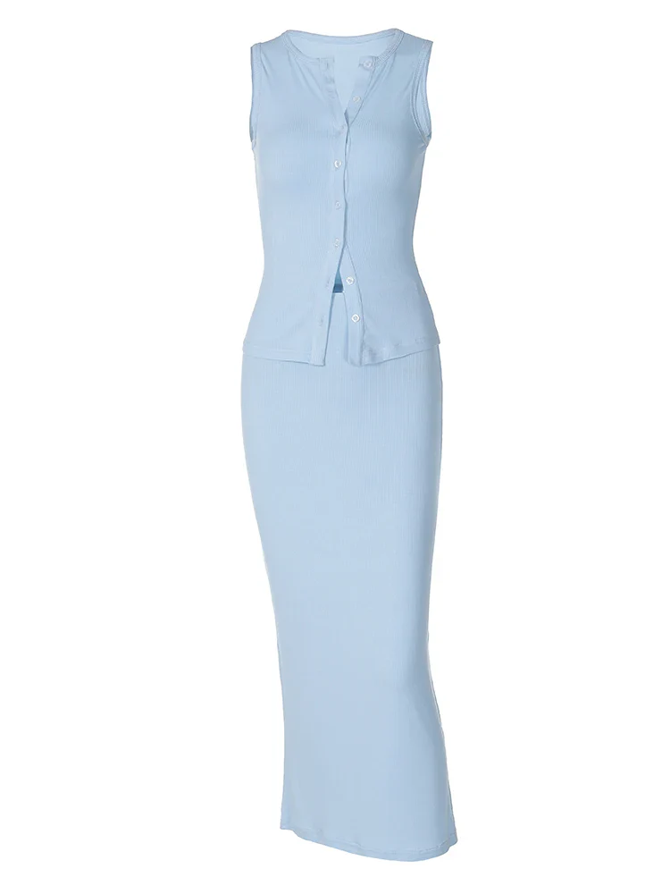 Havanna Ribbed Maxi Skirt Set - Image 10