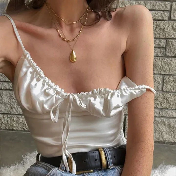 Hazel V Neck Pleated Cami Top - Image 4