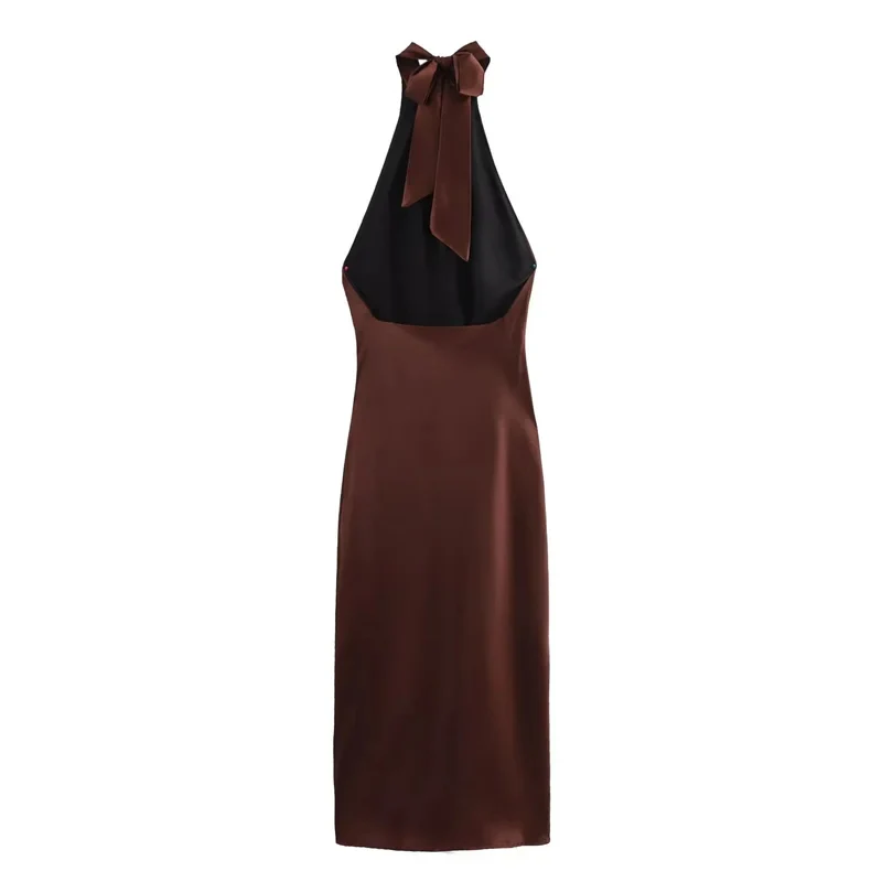 Holly Satin Halter Neck Dress - Image 9