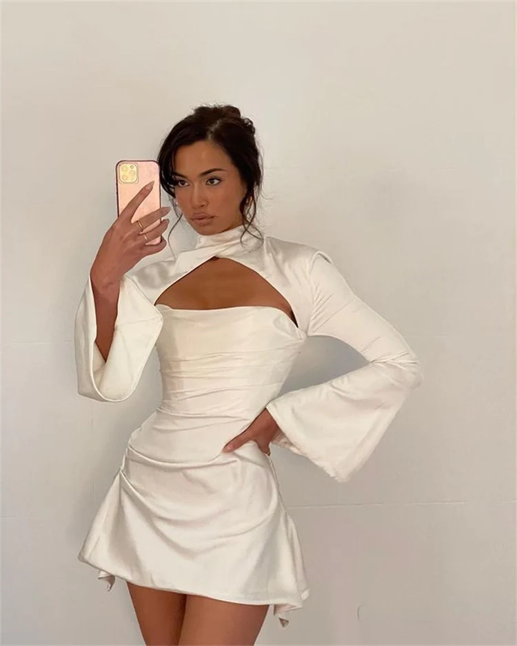 Janelle Satin Mini Dress - Image 7