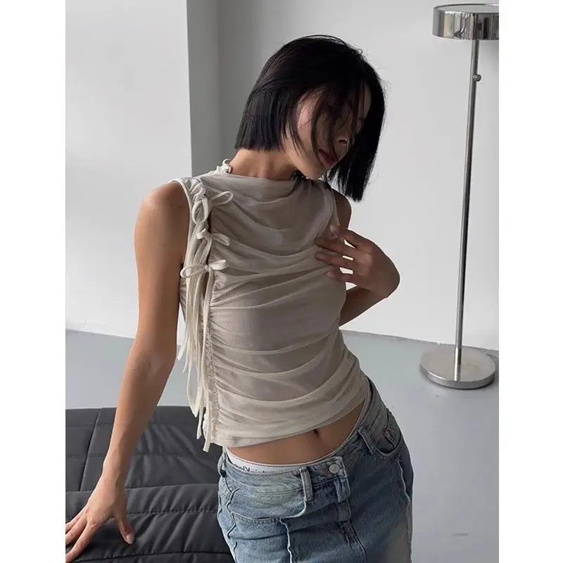 Josie Ruched Mesh Tank Top - Image 4