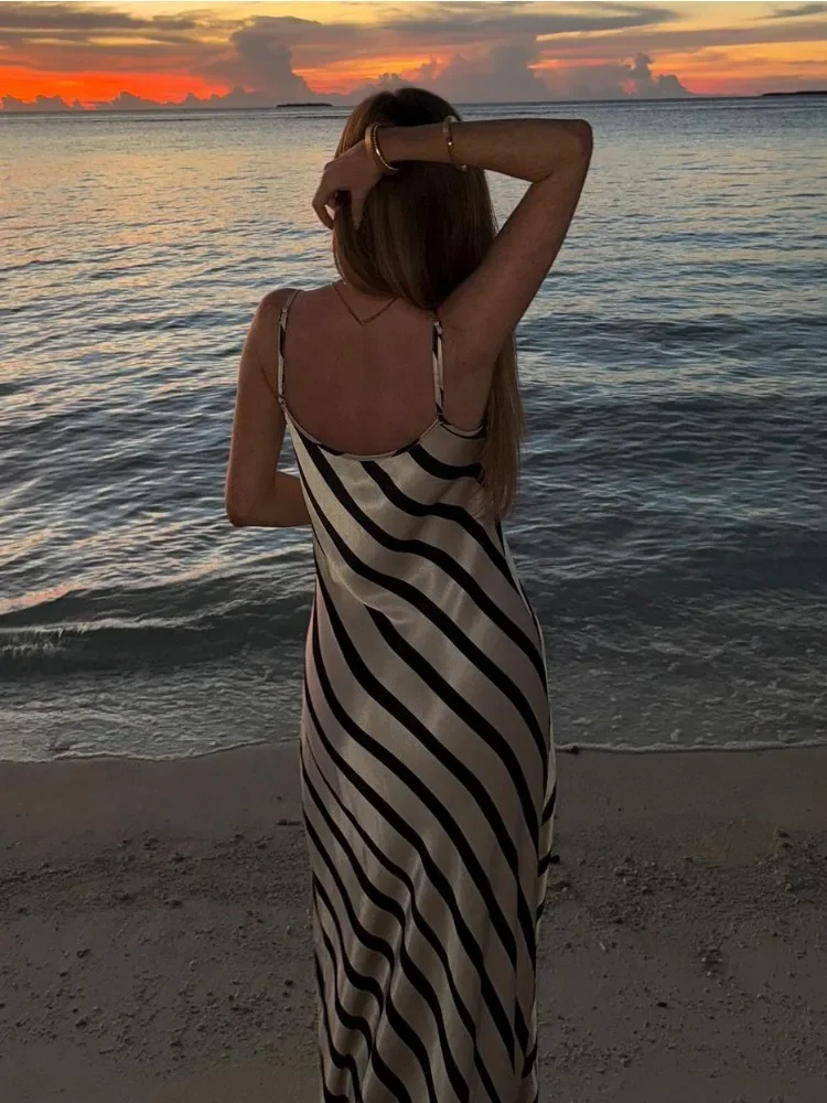 Just Your Stripe Backless Maxi Dress - Image 3