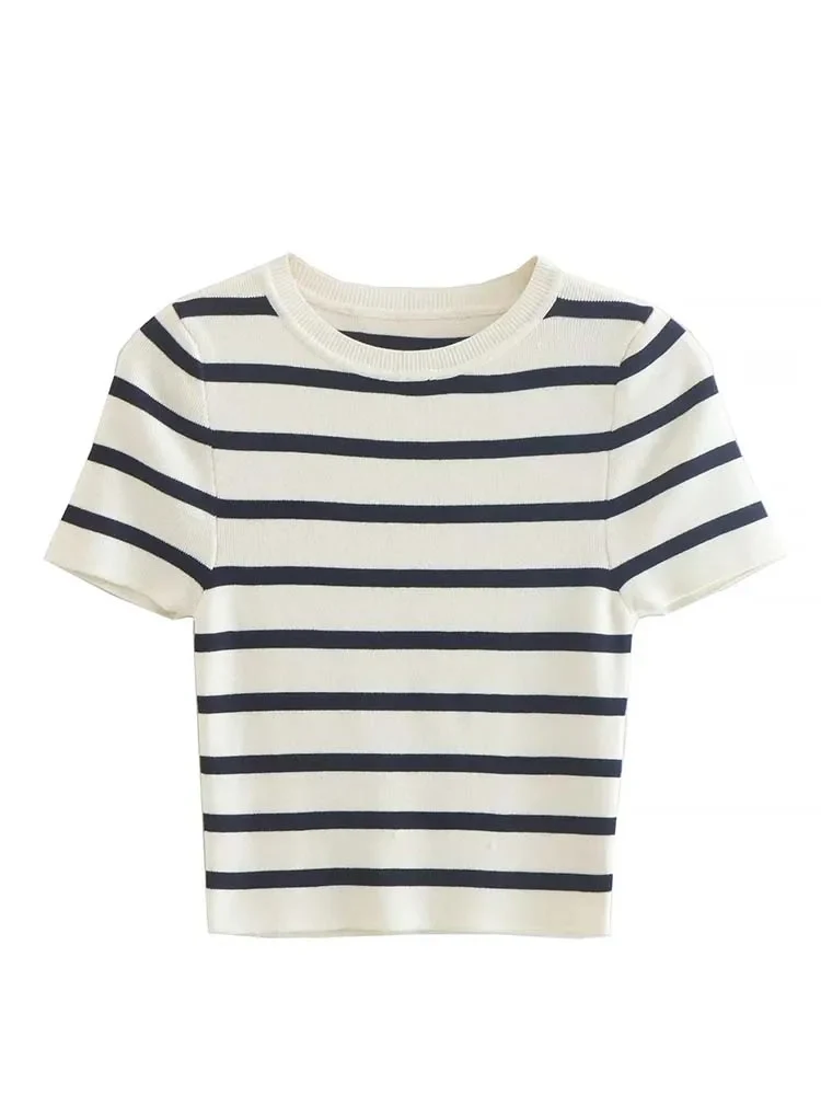Karly Striped Knit Crop Top - Image 10