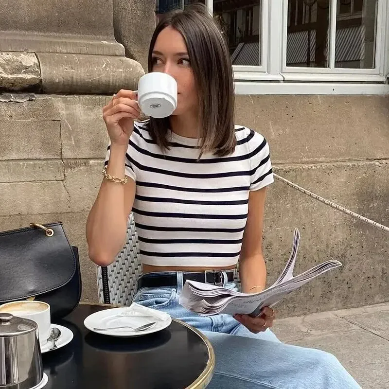 Karly Striped Knit Crop Top - Image 8