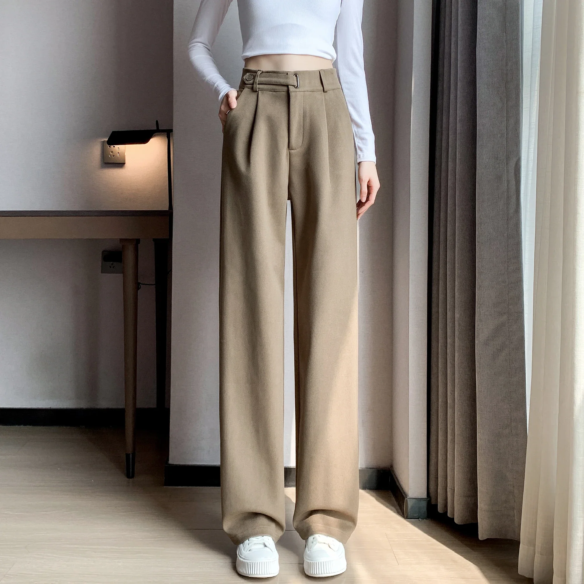 Katja Woolen Wide Leg Trousers - Image 12