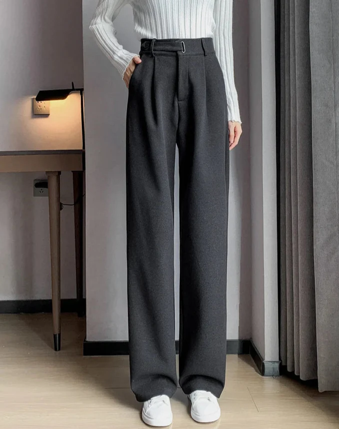 Katja Woolen Wide Leg Trousers - Image 17