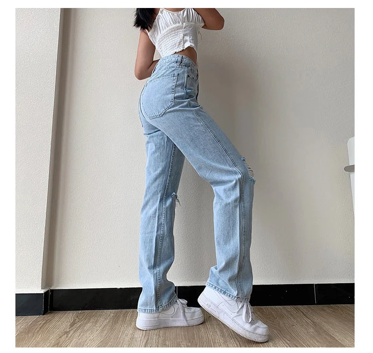 'Know your worth' Ripped Boyfriend Jeans - Image 3