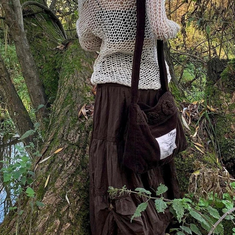 Lace-Infused Mocha Style Pleated Skirt - Image 5