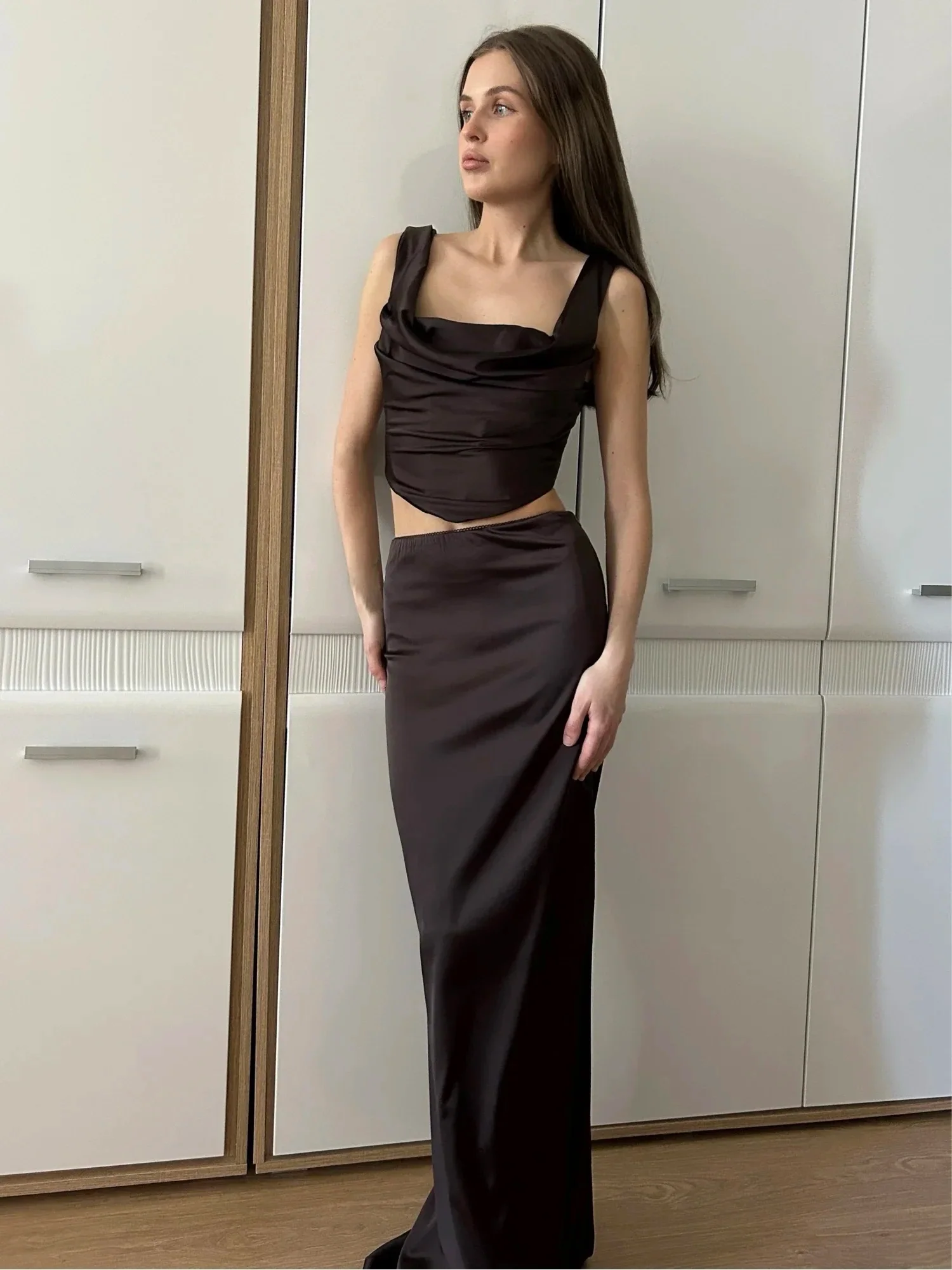 Laria Satin Bodycon Corset Set - Image 10