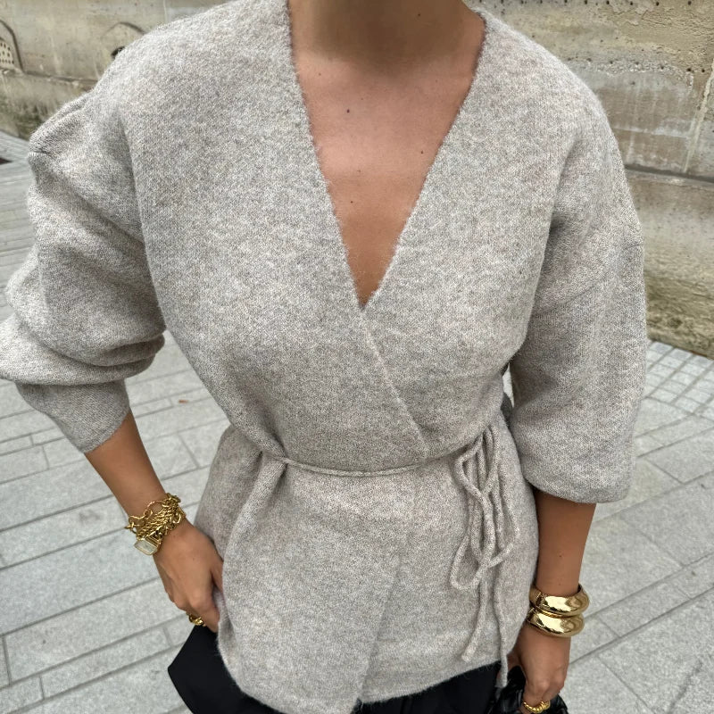 Larsa V Neck Knitted Cardigan - Image 2