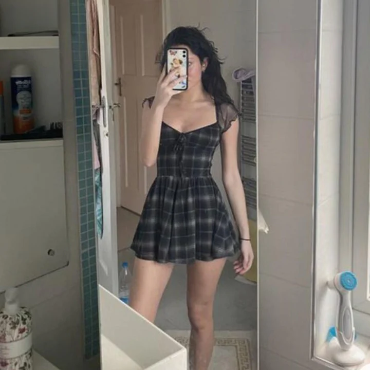 Lattice Short Sleeve Mini Dress - Image 3