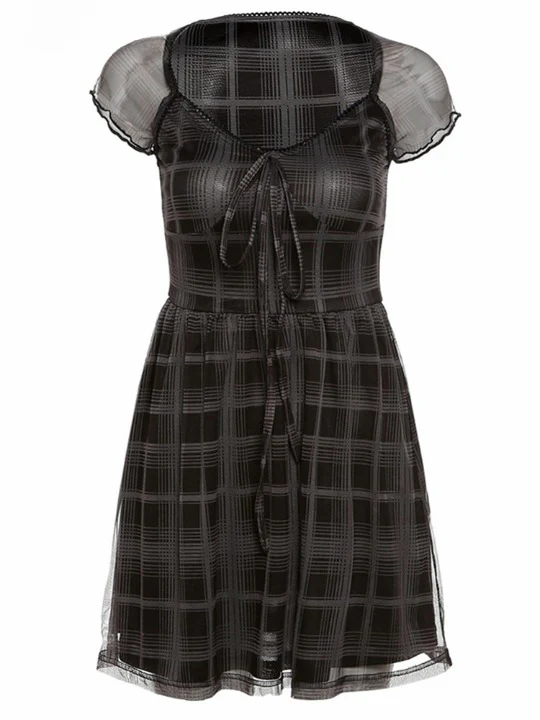 Lattice Short Sleeve Mini Dress - Image 7
