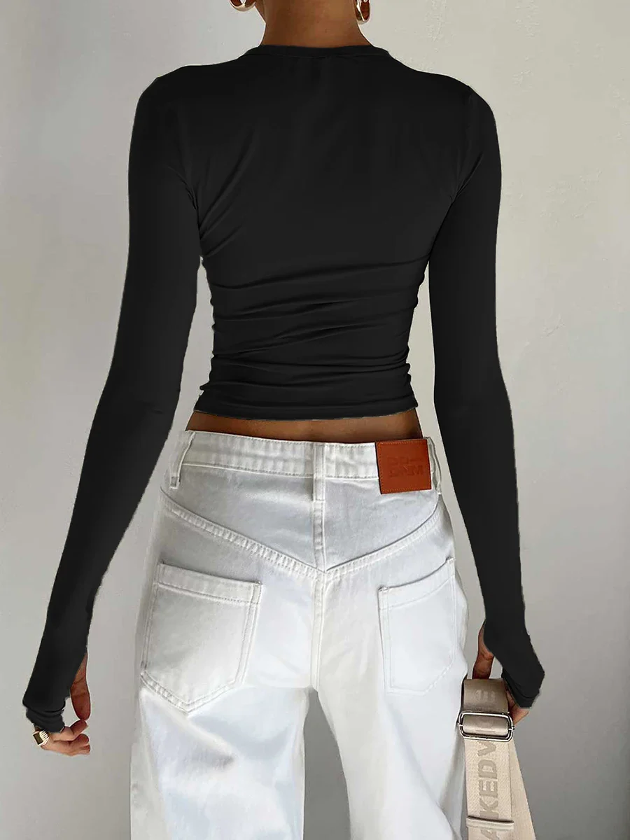 Lenny Thumbhole Crew Neck Top - Image 2
