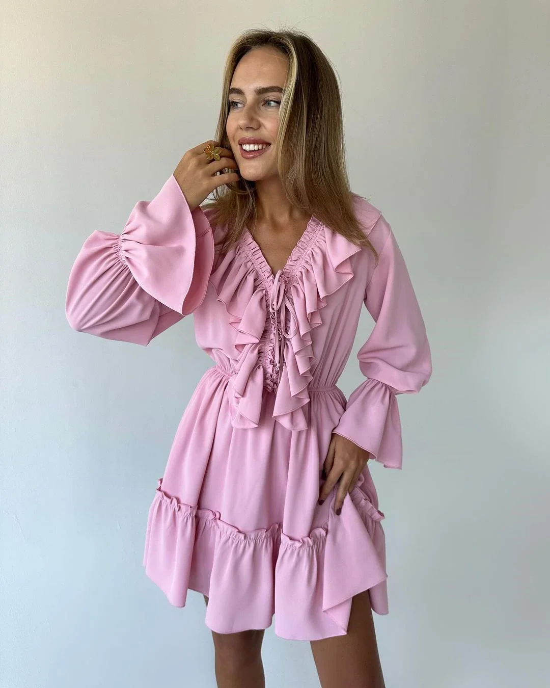 Lily Lace Ruffle Mini Dress - Image 10