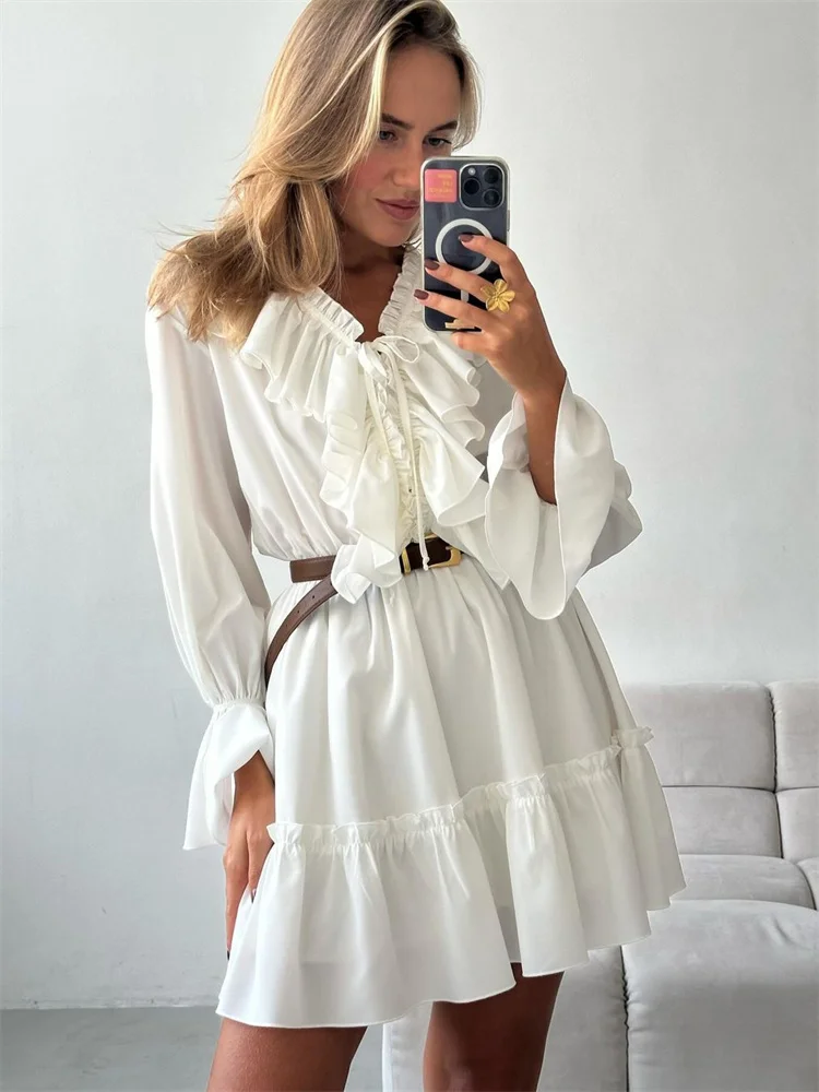 Lily Lace Ruffle Mini Dress - Image 3