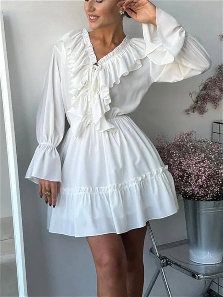 Lily Lace Ruffle Mini Dress - Image 4