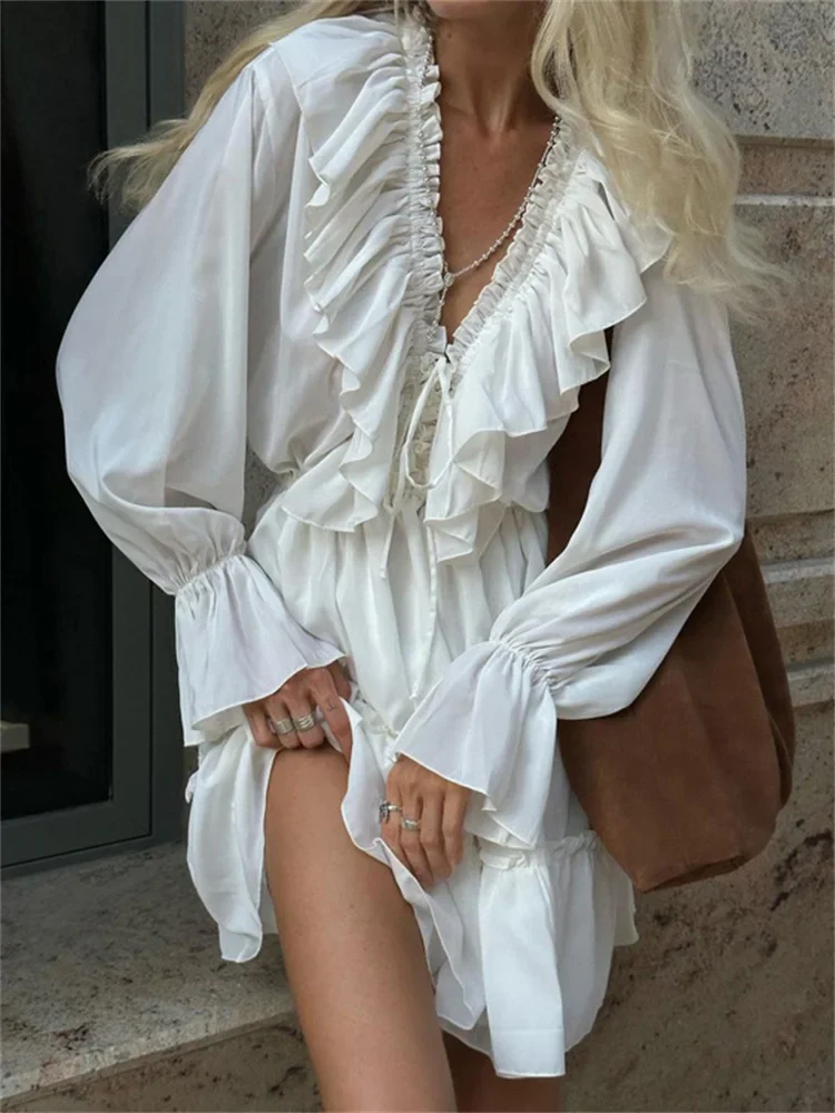 Lily Lace Ruffle Mini Dress - Image 5