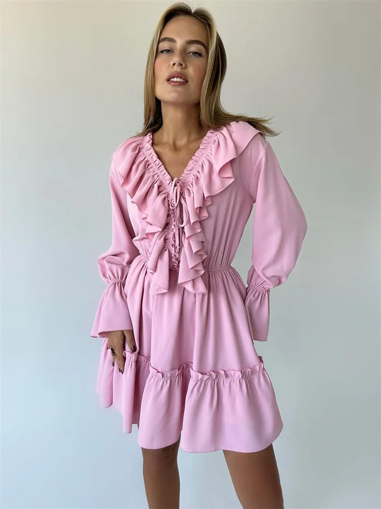 Lily Lace Ruffle Mini Dress - Image 8