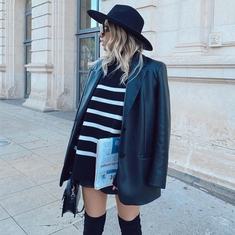 Madisyn Stripe Oversize Turtleneck Sweater - Image 2