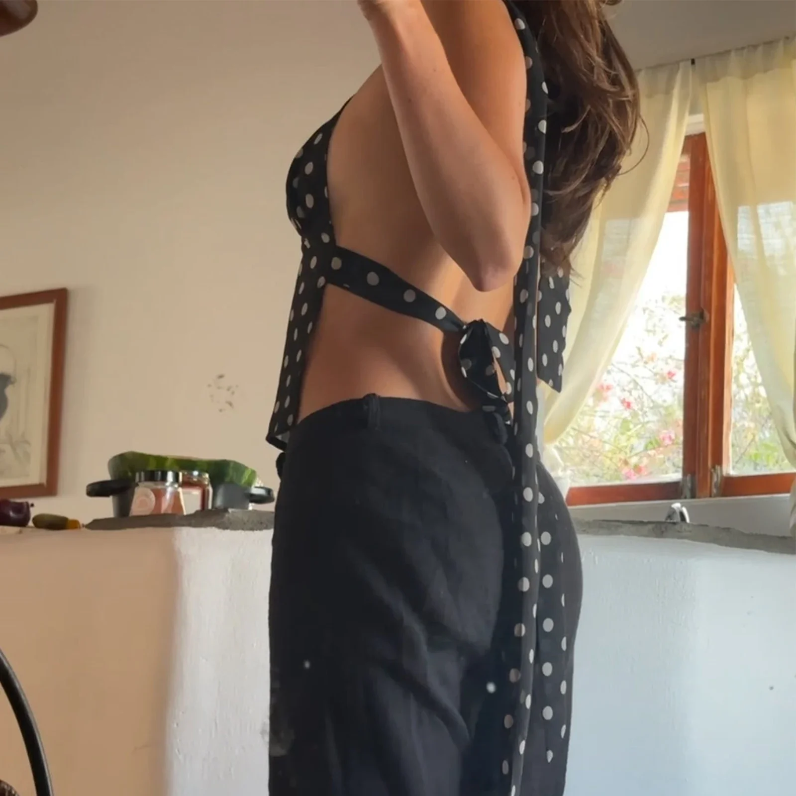 Marline Polka Dot Backless Cami Top - Image 9